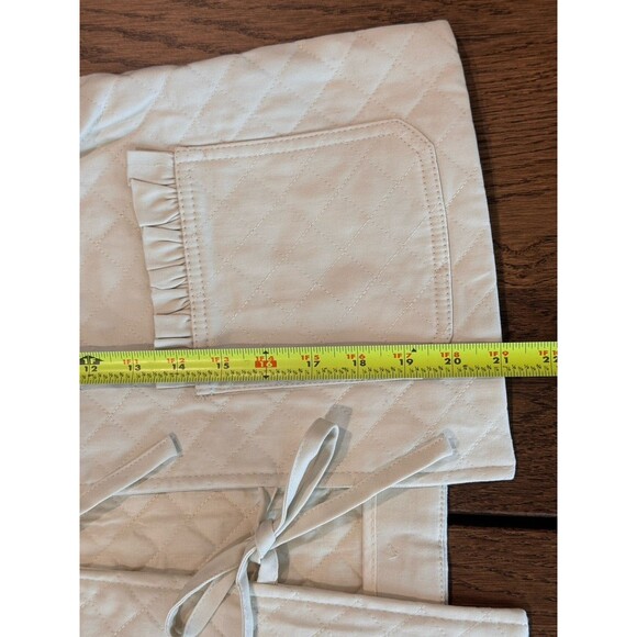 Avec Les Filles Quilted Cotton Tie Front Jacket Women’s M Cream Ruffles Pockets - Picture 10 of 10